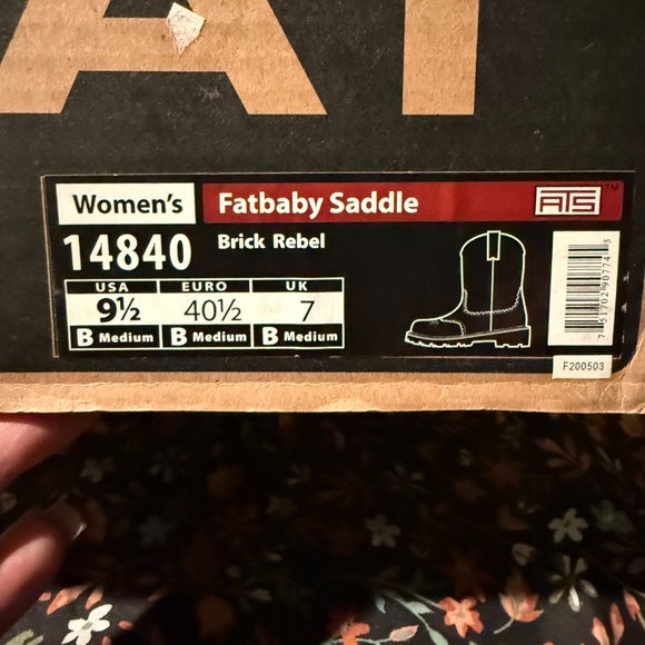 Ariat Original Baby Fat Red Boots Hard To Find SZ 9.5 - Picture 13 of 14